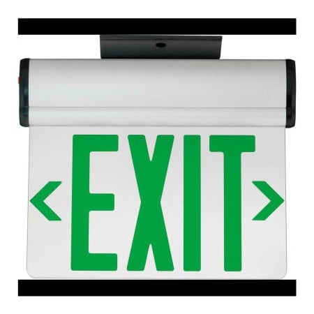 Hubbell Lighting Hubbell LED Edge-Lit Exit, Double-Face, Green Letters, Surface Mount, w/Battery Back-up CELS2GNE